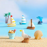miniatures plage coquille étoile mer dauphin résine soleil palmier décor