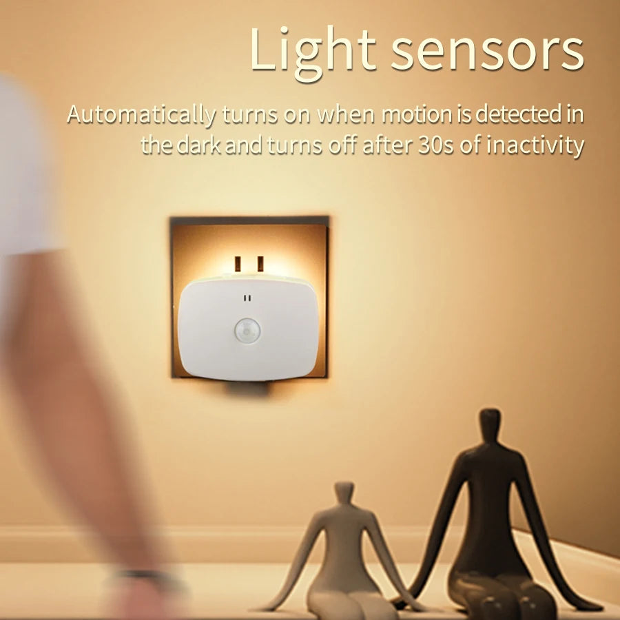 veilleuse led capteur mouvement tri couleur blanc moderne applique murale rectangle urgence chambre couloir