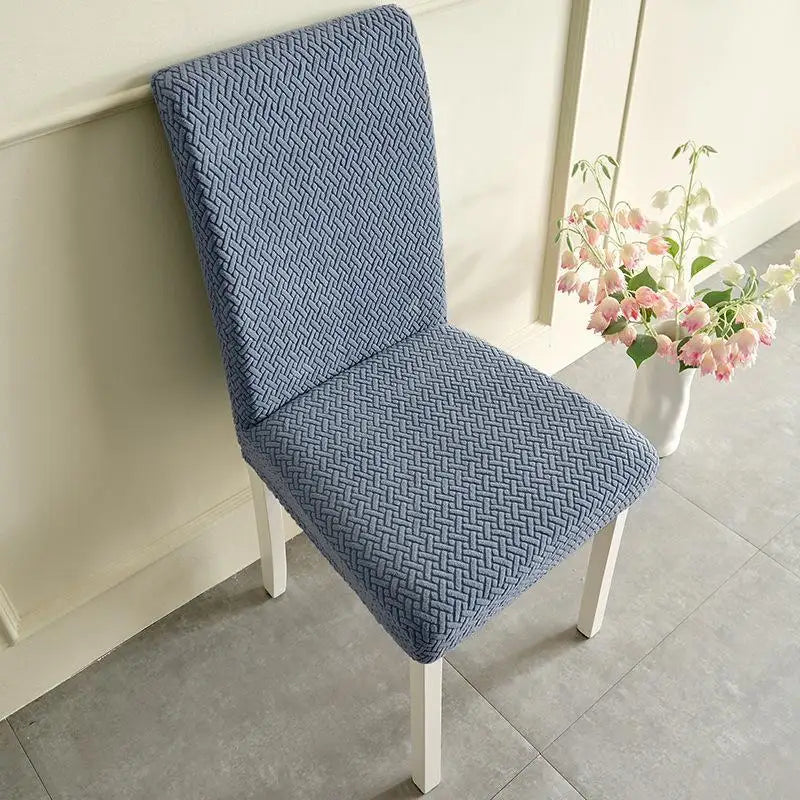 housses chaise moderne bleu beige tissu jacquard adhésif résistant taches