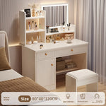 maquillage blanc moderne tabouret miroir led boites rangement texture bois