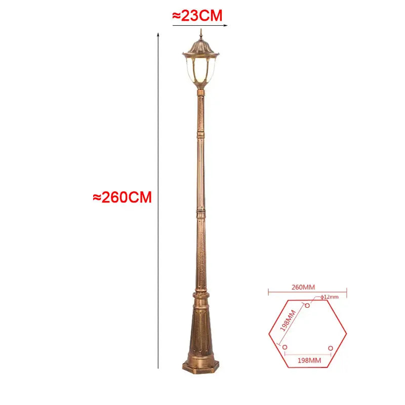 lampadaire vintage extérieur résistant rouille ip65 e27 noir or flux lumineux moins soixante led