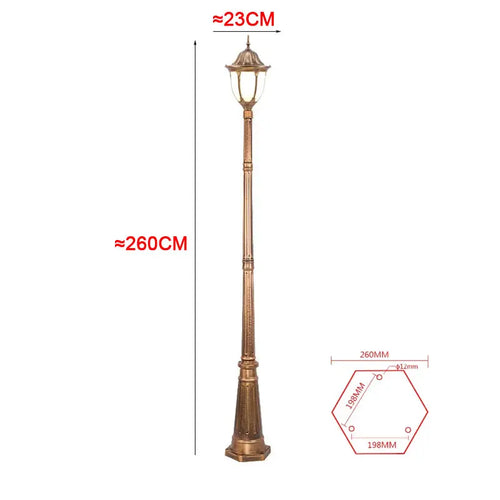 lampadaire vintage extérieur résistant rouille ip65 e27 noir or flux lumineux moins soixante led