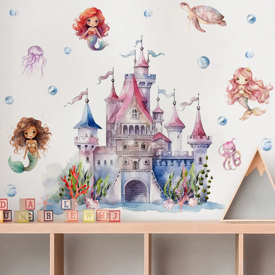 Application du sticker mural sur un mur de chambre enfant
