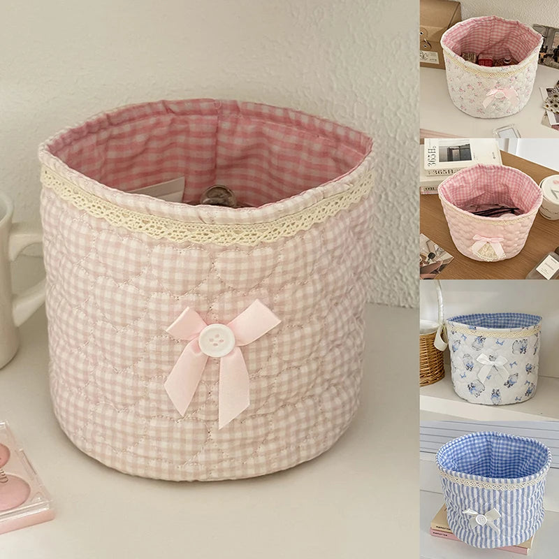 panier rangement rose bleu rayures vichy vintage doux organisation maison