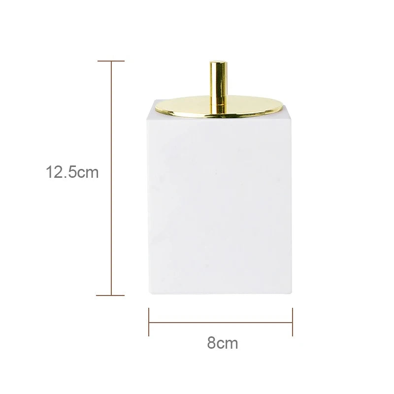 ensemble salle bain marbre blanc doré distributeur savon boîte mouchoirs diffuseur moderne