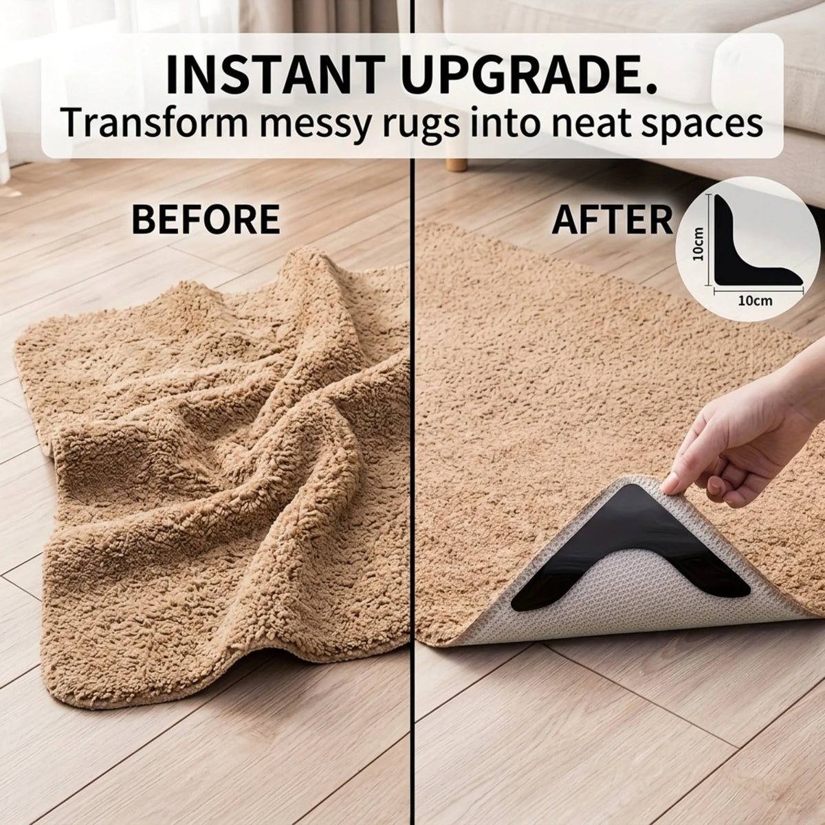 tapis antidérapant réutilisable adhésif protecteur sol moderne 10cm 10cm pack pièces