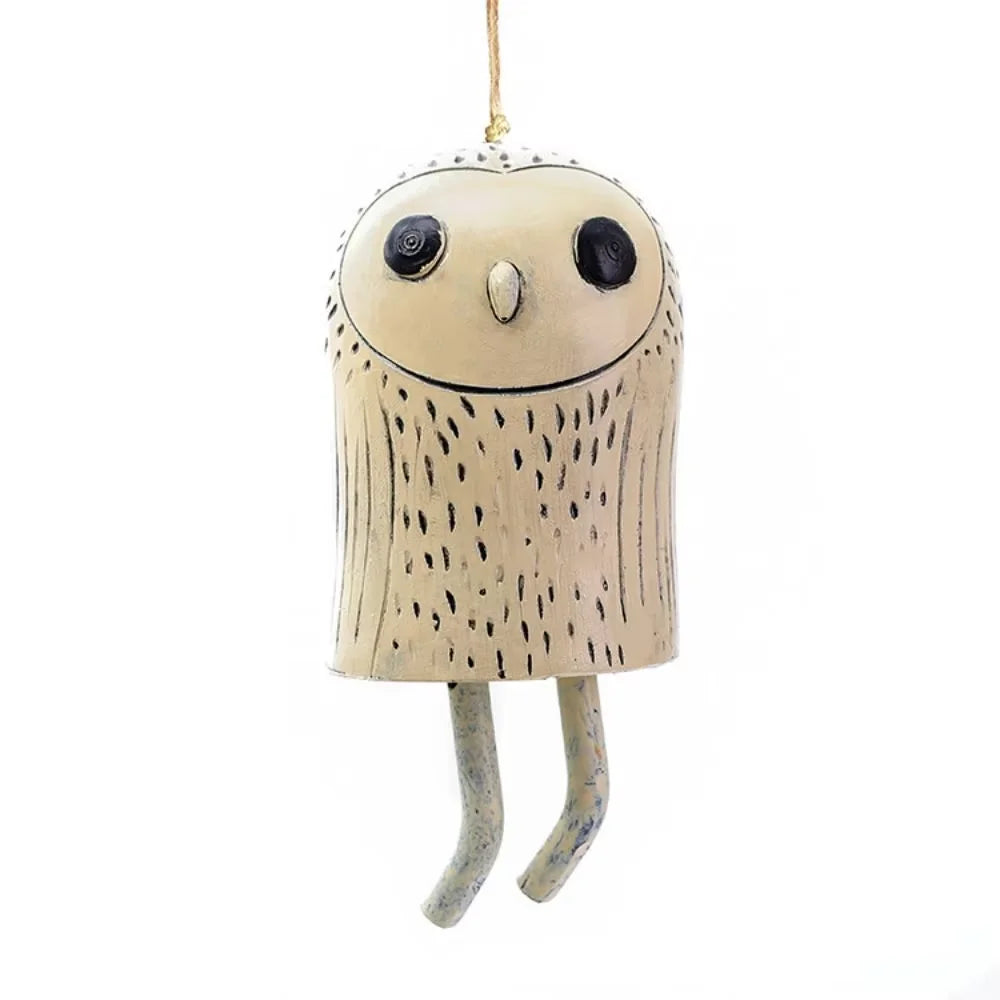 cloches décoratives animaux ours renard hibou motifs poils plumes artisanal extérieur
