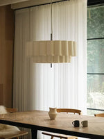 Suspension lumineuse moderne abat jour plissé blanc cassé lampes suspendues éclairage salon LED