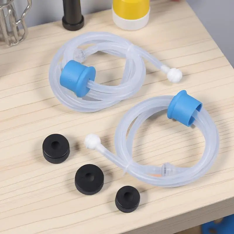 rallonge distributeur savon kit tubes transparents connecteurs blancs bleus joints noirs utilitaire moderne cuisine