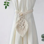 rideaux macramé boho franges beige vert gris jauneclair