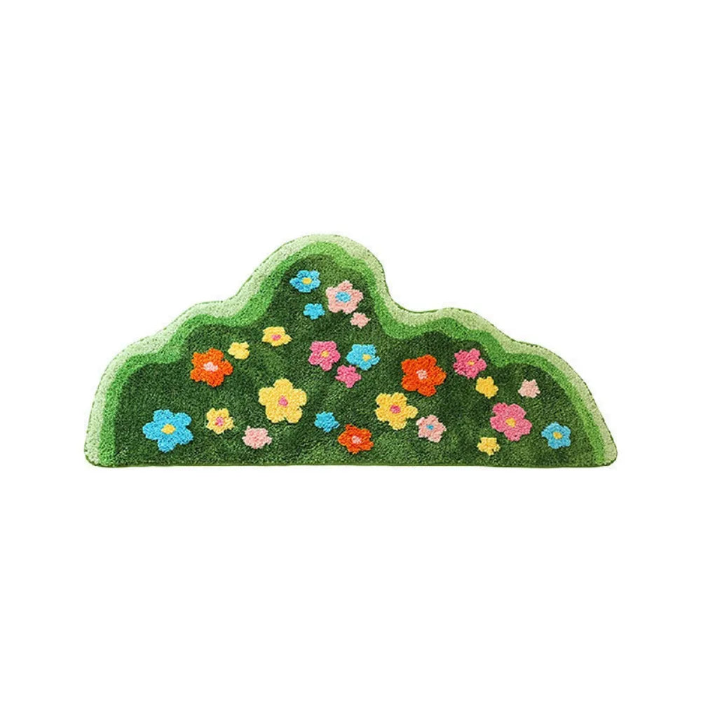 tapis vert fleurs moderne intérieur polypropylène géométrique jaune blanc rose orange doux