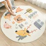 tapis rond fleuri dessins animaux mignons moderne salon chambre bébé polyester antidérapant
