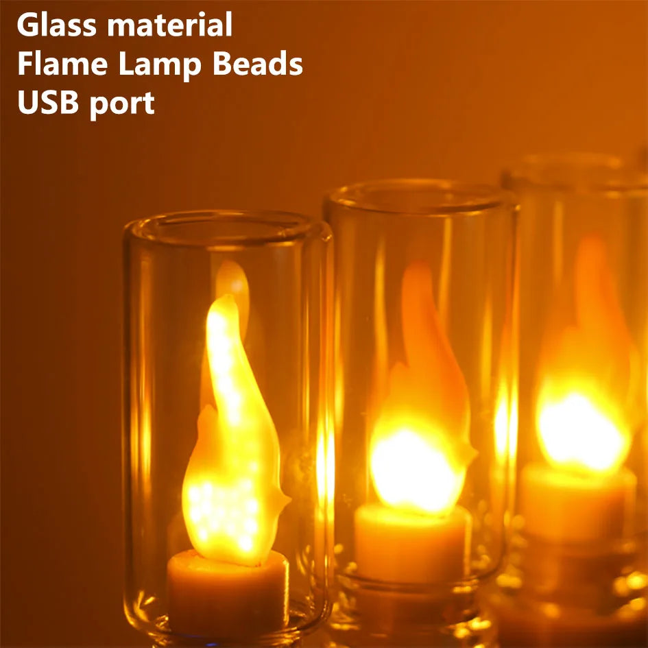 lampe led effet flamme usb transparente orange beige moderne chambre veilleuse festival