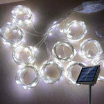 guirlande lumineuse solaire 3m 100leds blanc jaune bleu moderne vacances extérieure