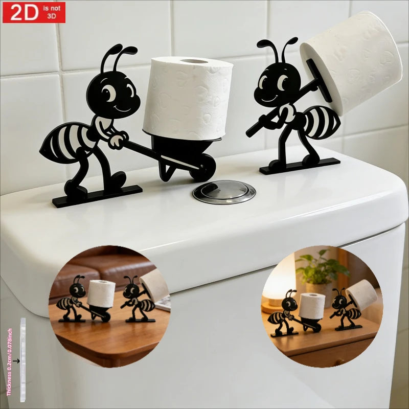 support papier toilette fourmi animé noir rayures adhésif stable ne se renverse pas facilement