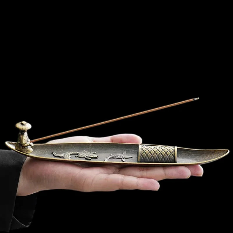 cendrier artisanal doré poissons motifs géométriques salon vintage