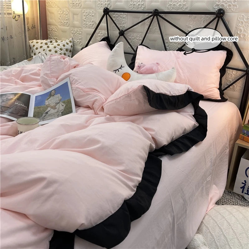 ensemble literie rose clair moderne 100 polyester pièces 180x210cm 200x200cm 200x230cm