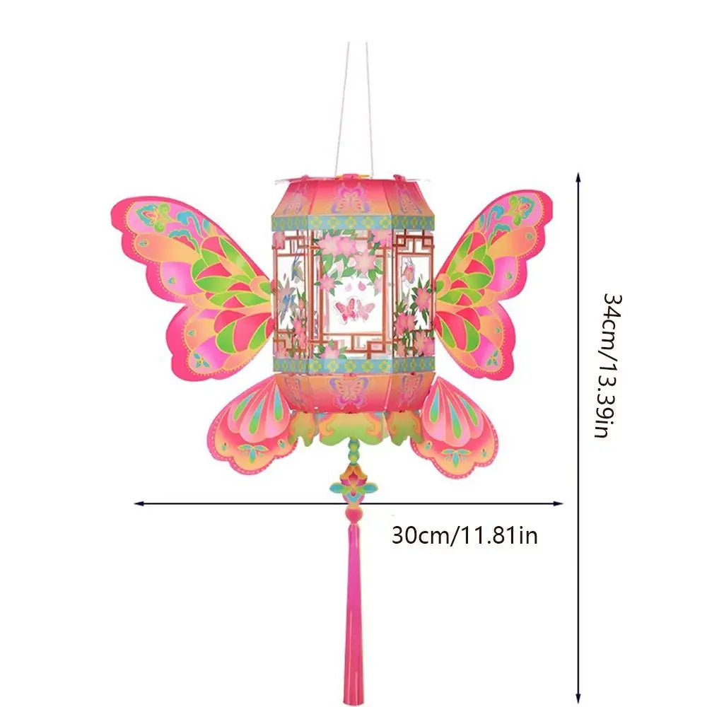 lanterne papillon artisanale transparente motifs floraux couleurs vives tassel inclusion ornementations traditionnelles occasions fêtes
