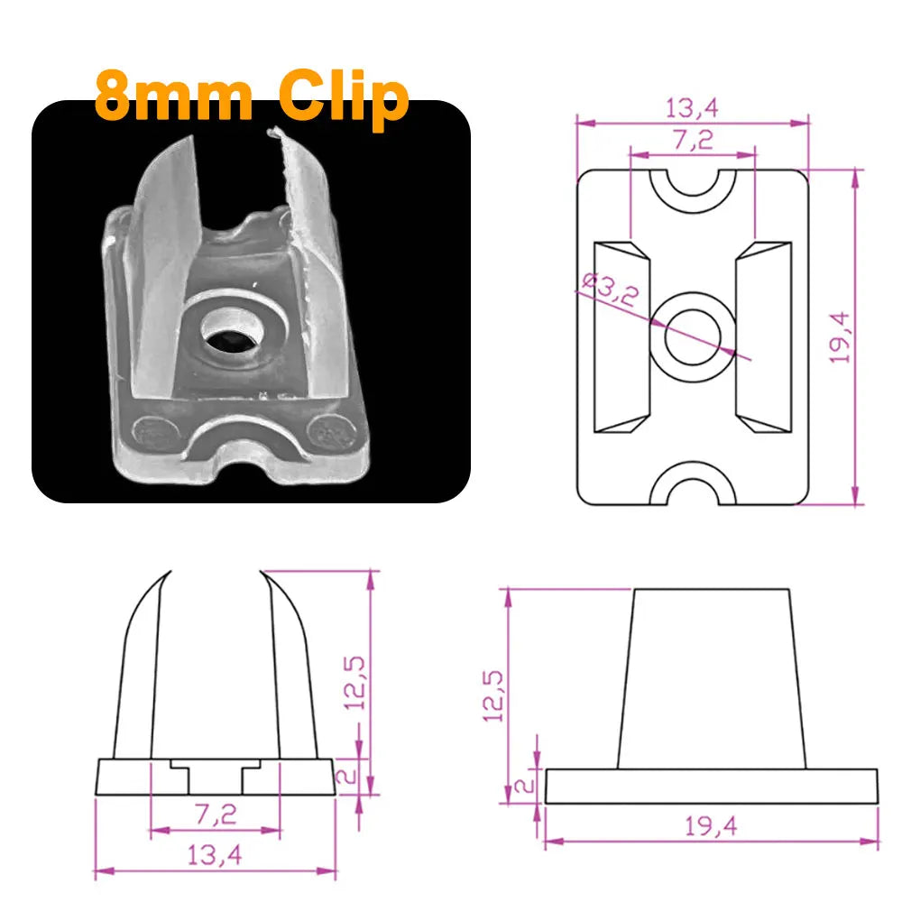 clips led transparents 6mm 8mm haute qualité certification fcc rohs 24v clips rectangulaires ouverture