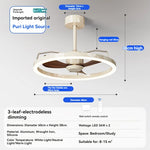 ventilateur blanc noyer moderne led télécommande lumière chaude chambre restaurant