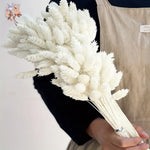 bouquet fleurs séchées blanc naturel rustique décoration intérieure anniversaire mariage pendaison crémaillère anneaux métalliques