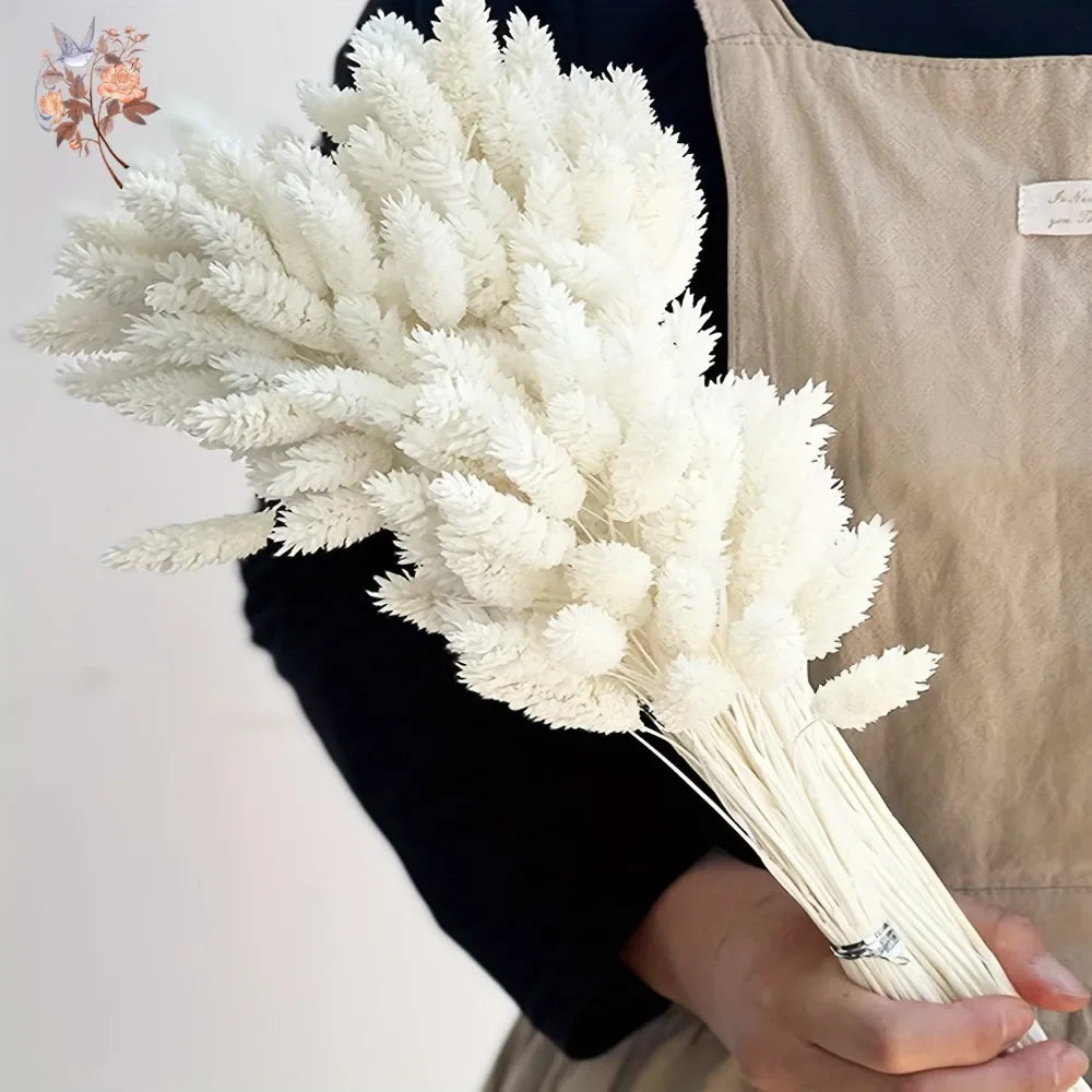 bouquet fleurs séchées blanc naturel rustique décoration intérieure anniversaire mariage pendaison crémaillère anneaux métalliques