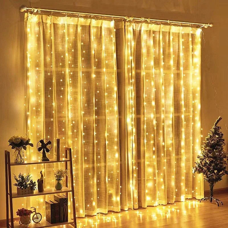 guirlande lumineuse rideau led décoration noël fenêtre intérieur télécommande usb blanc multicolore moderne
