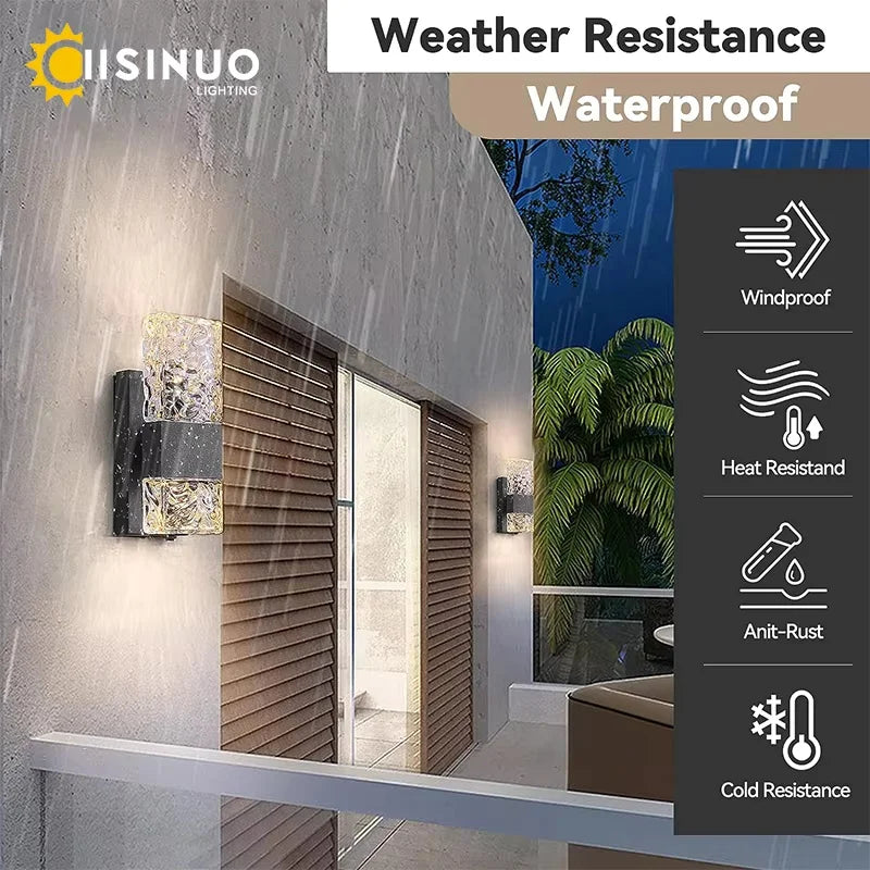 appliques murales led modernes noires transparentes capteur crépuscule aube ip65 3000k