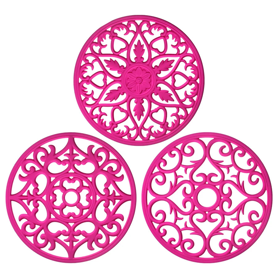 tapis table silicone moderne bleu vert rose motif floral clips