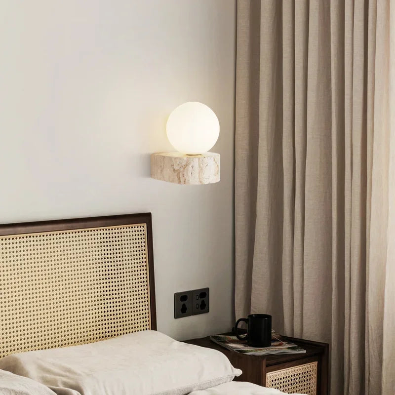 lampe murale moderne verre translucide marbre blanc minimaliste chambre coucher entrée étude