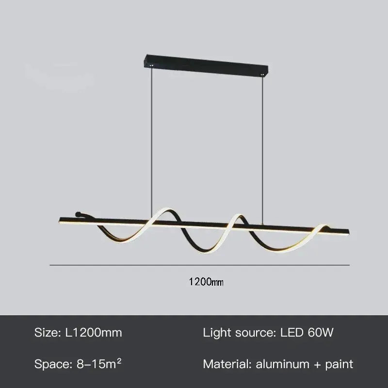 Suspension lumineuse moderne ornement ondulé or blanc noir moderne chambre salon