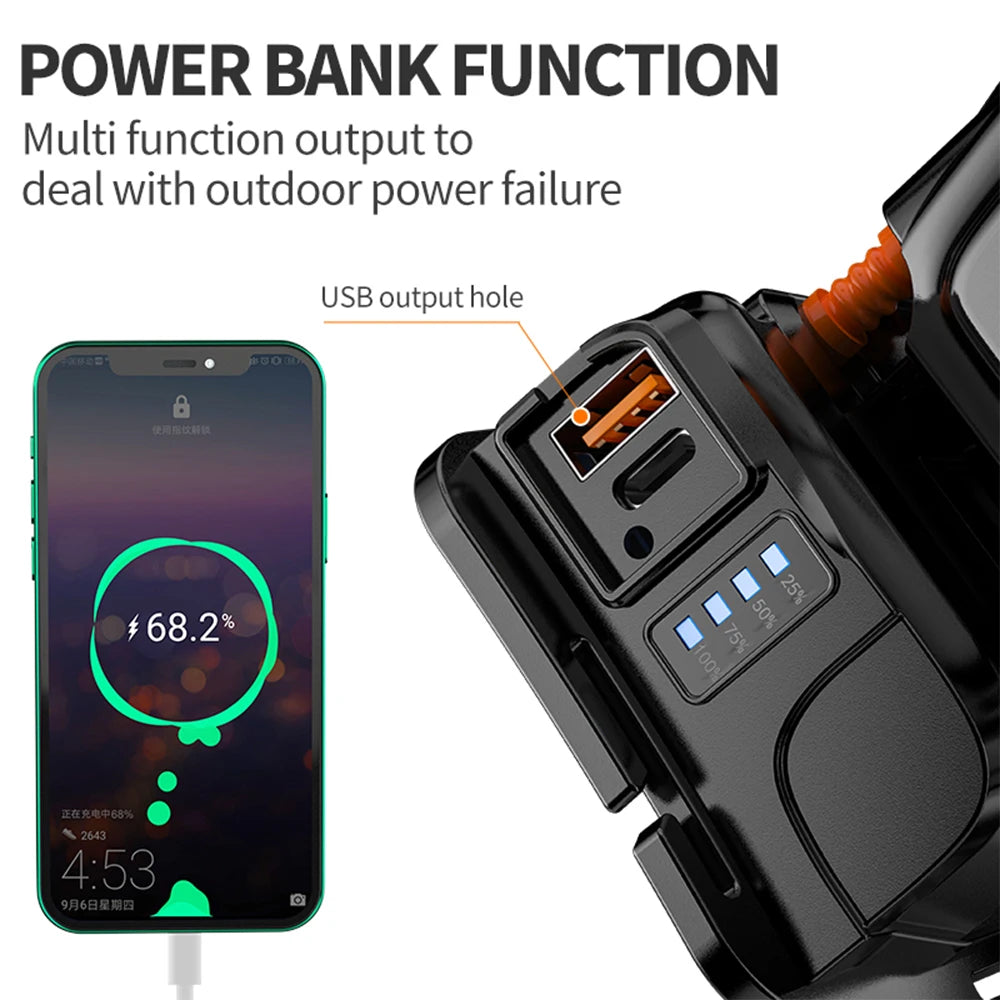 lampe frontale rechargeable noire orange bande ajustable indicateur lumineux mode