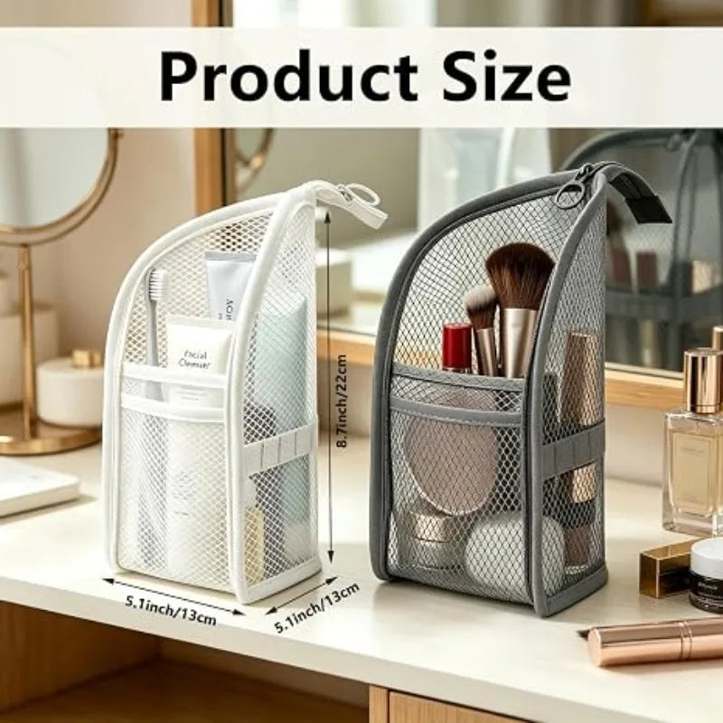 organisateur voyage toile maille eva imperméable cordon serrage brosse dents rasoir crèmes bouteille parfum