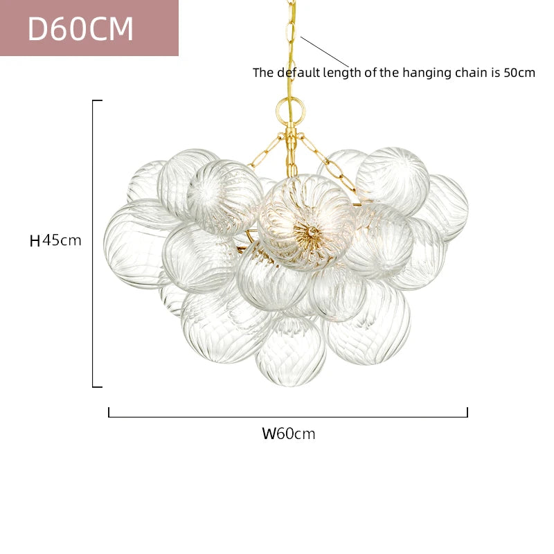 lustre moderne transparent doré ronds striés salon chambre élégant ampoules chaines led