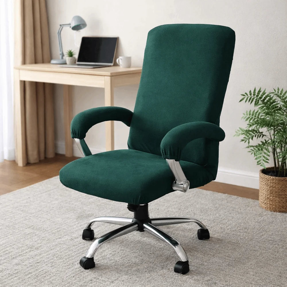 chaise velours vert foncé beige moderne accueil roulettes echangement facile