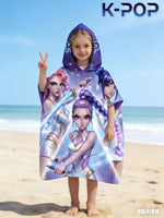 serviette plage violet blanc rose doré personnages épées séchage rapide absorption polyester moderne populaire