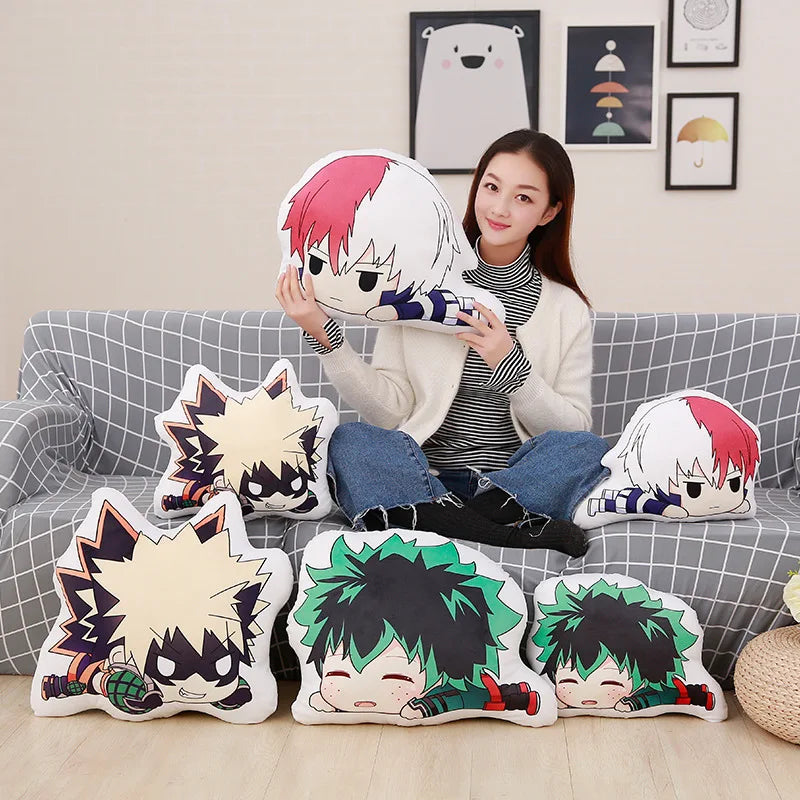 coussins peluche dessin animé my hero academia izuku bakugou shoto manga blanc noir rouges