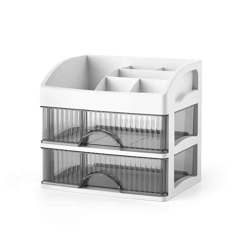 boîte rangement tiroirs transparente blanc moderne organisateur cosmétique multifonctionnelle double