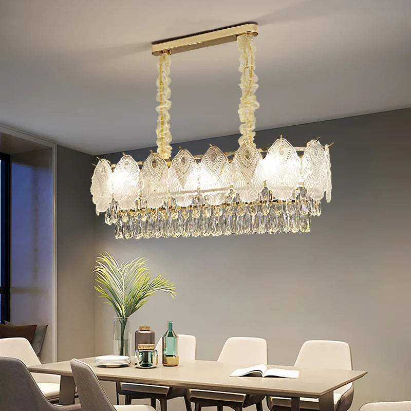 lustre doré cristal suspension salon chambre classique led 80cm adjustable