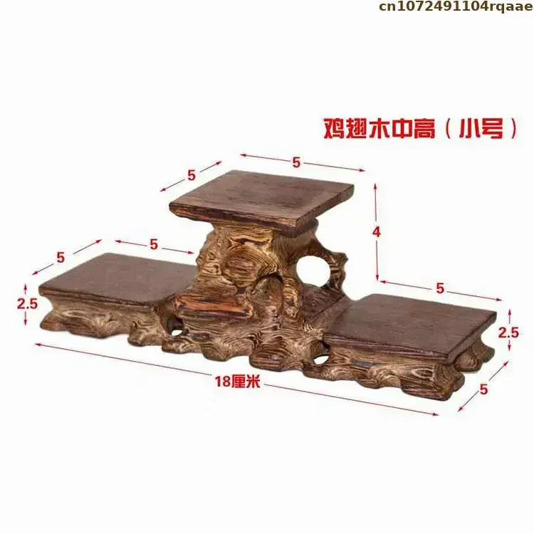 support table bois sculpté artisanal marron foncé miniatures collections décoration
