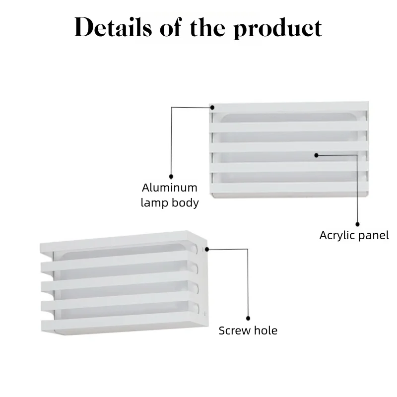 appliques murales modernes led ip65 étanches noir blanc vis aluminiumextérieur balcon couloir
