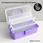 boîte rangement 25 compartiments violet rose pratique moderne boucle plastique lisse