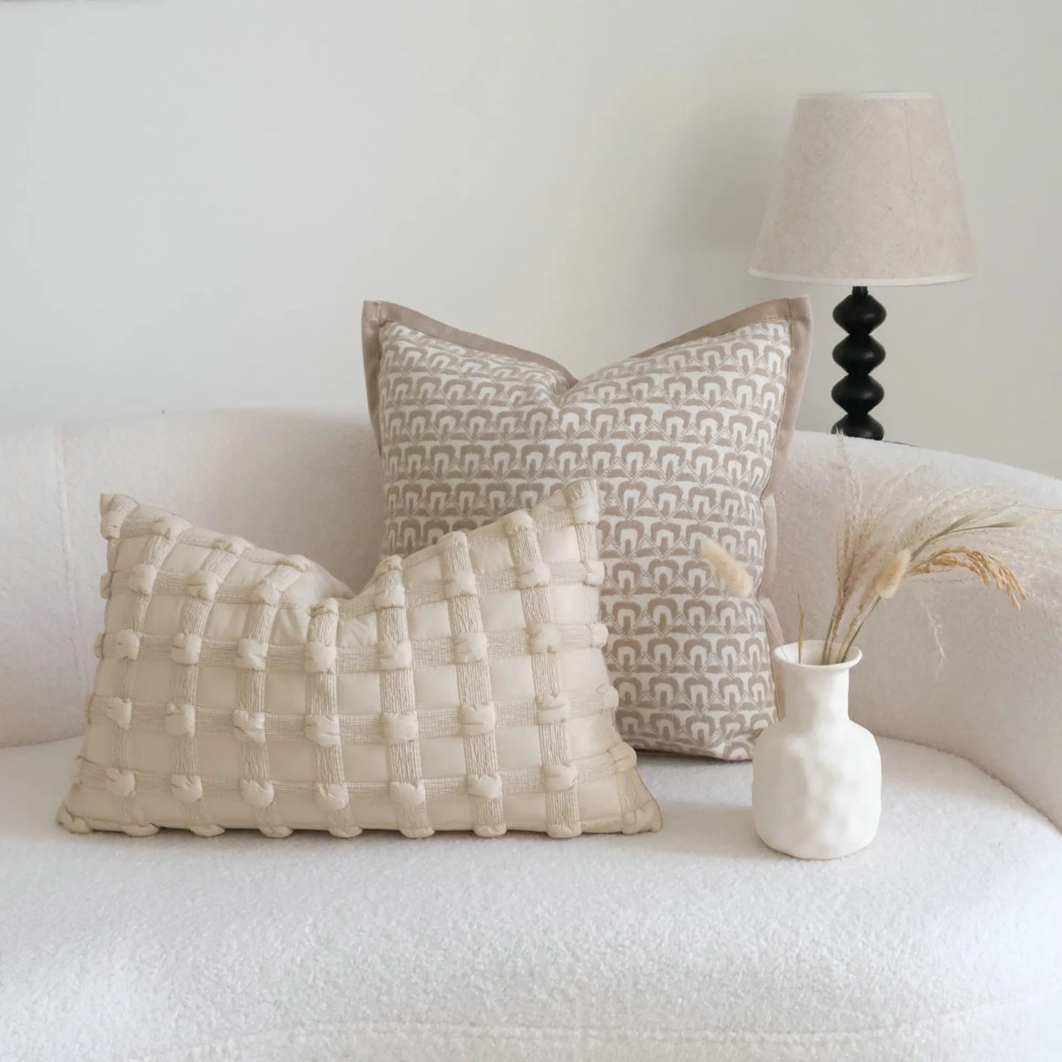 coussin beige motif géométrique moderne housses polyester 200 fils square sans rembourrage décoration lit