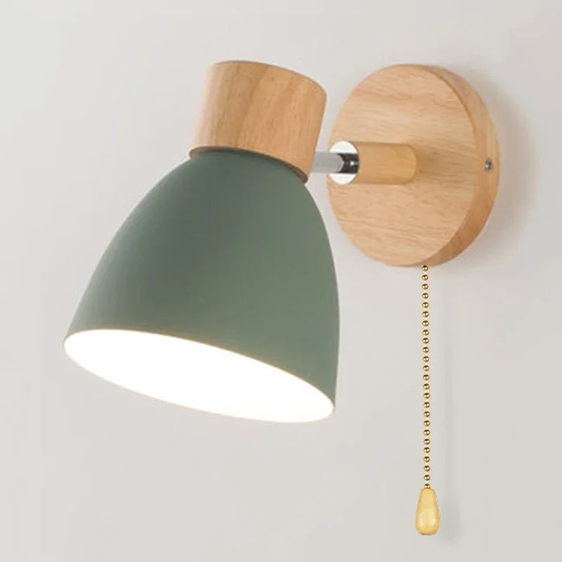 applique murale moderne bois naturel lampe intérieur salon chambre interrupteur câble