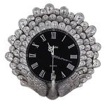 horloge murale solaire résine paon plumes dorées décoratif salon vintage aiguilles