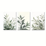 toiles d'art minimaliste feuilles vertes naturelles cadres bois vert blanc beige