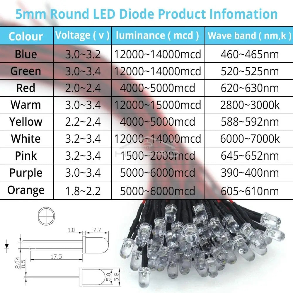 diode led ronde mm câble noir 12v bricolage décoration lumière transparente