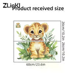 sticker mural lionceau illustration orange feuilles adhésif enfant salon décoration maison Podserviced by Qwen
