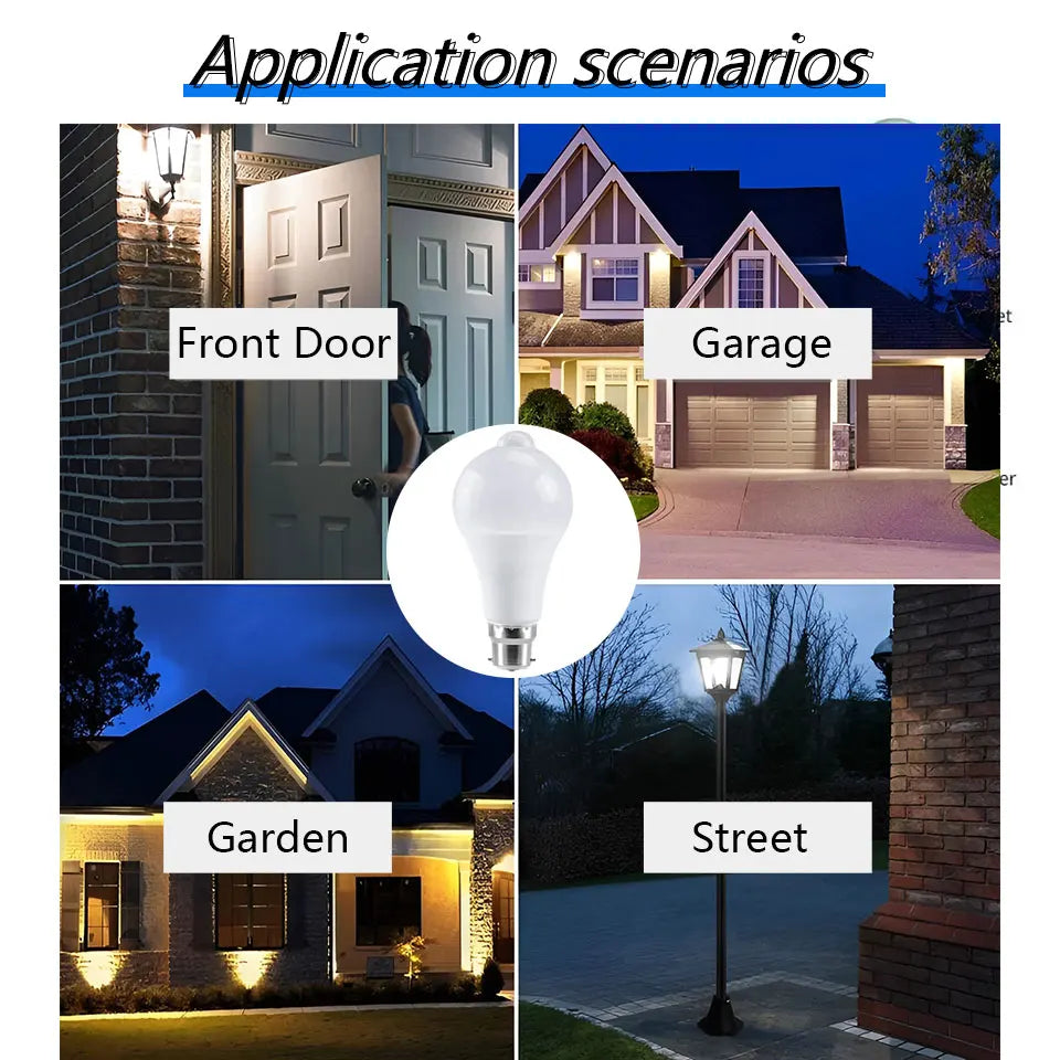 ampoule led b22 radar mouvement détecteur infrarouge auto allumage blanc moderne jardin 20w 18w