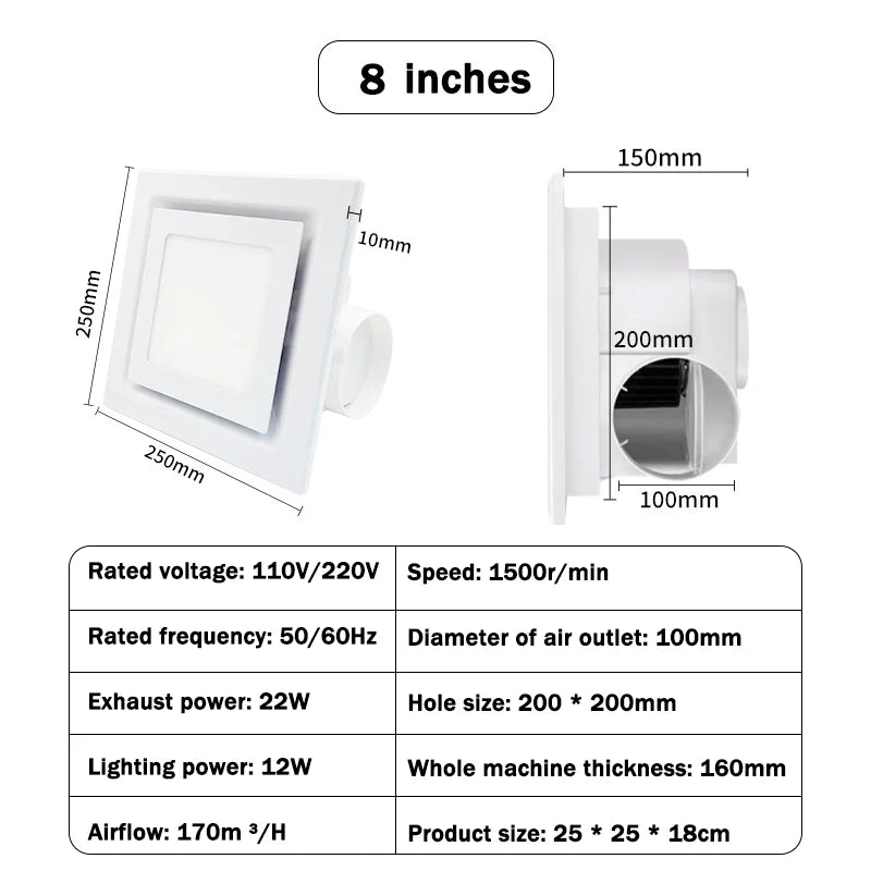 ventilateur led extraction lampe intégrée 22w 26w blanc moderne fixations télécommande